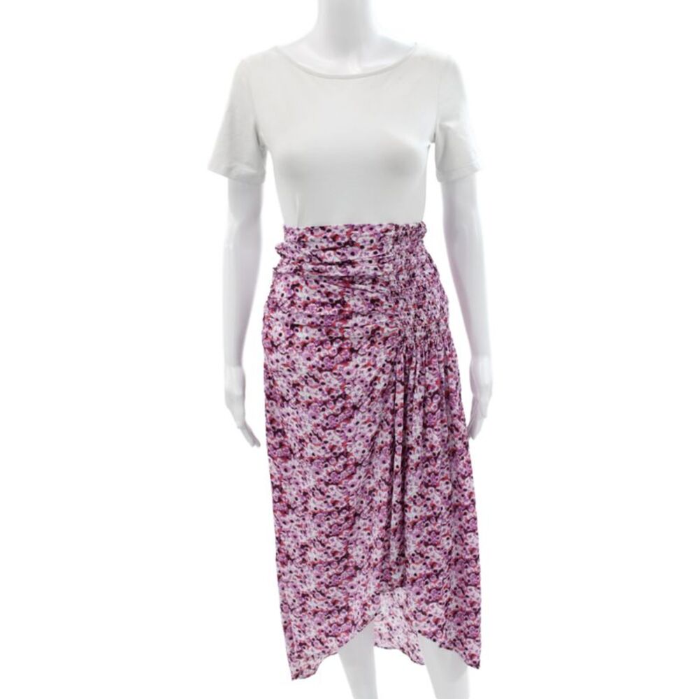 IRO Womens Wrap Midi Skirt Pink Floral 70% Viscose 30% Silk Size 32